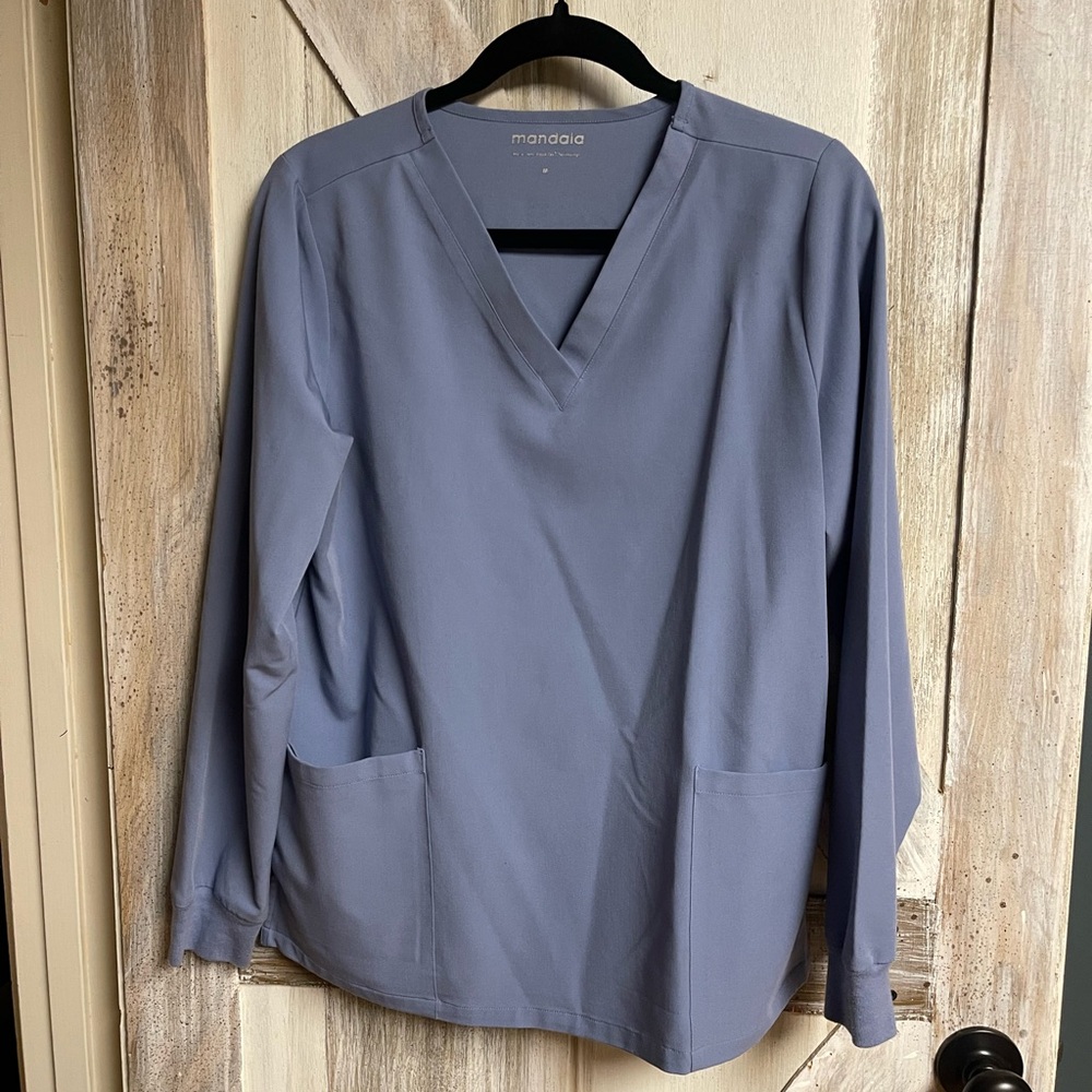 Mandala Blue V-Neck Scrub Top